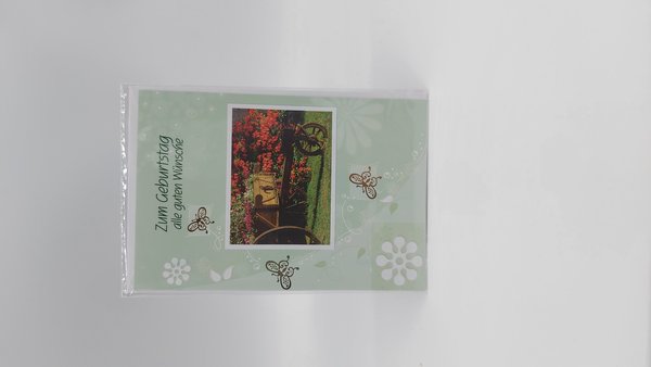 Geburtstagskarte Blumenwagen