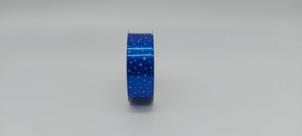 Geschenkband blau mit weißen Punkten